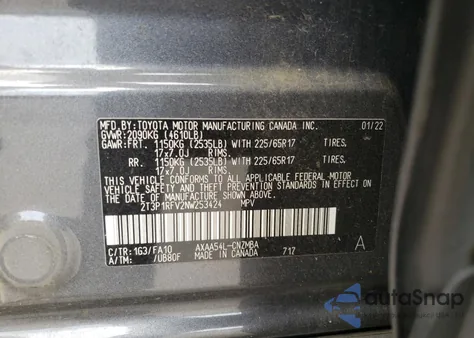 2022 Toyota Rav4 Xle из США, поврежденный, VIN 2T3P1RFV2NW253424